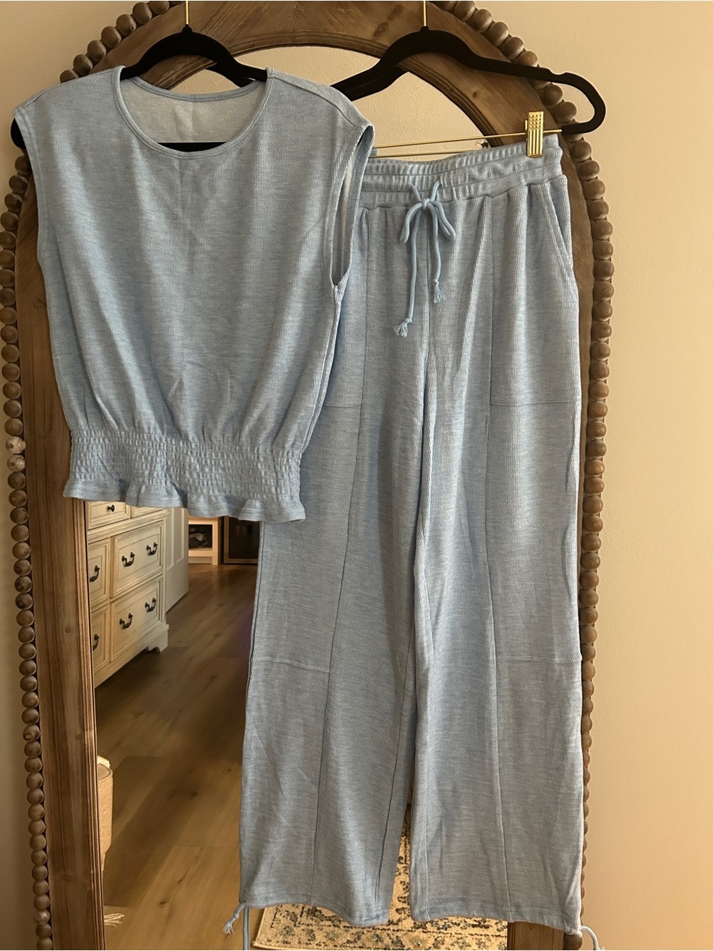 Hannah Banana Light Blue Knit Two-Piece Pantsuit
